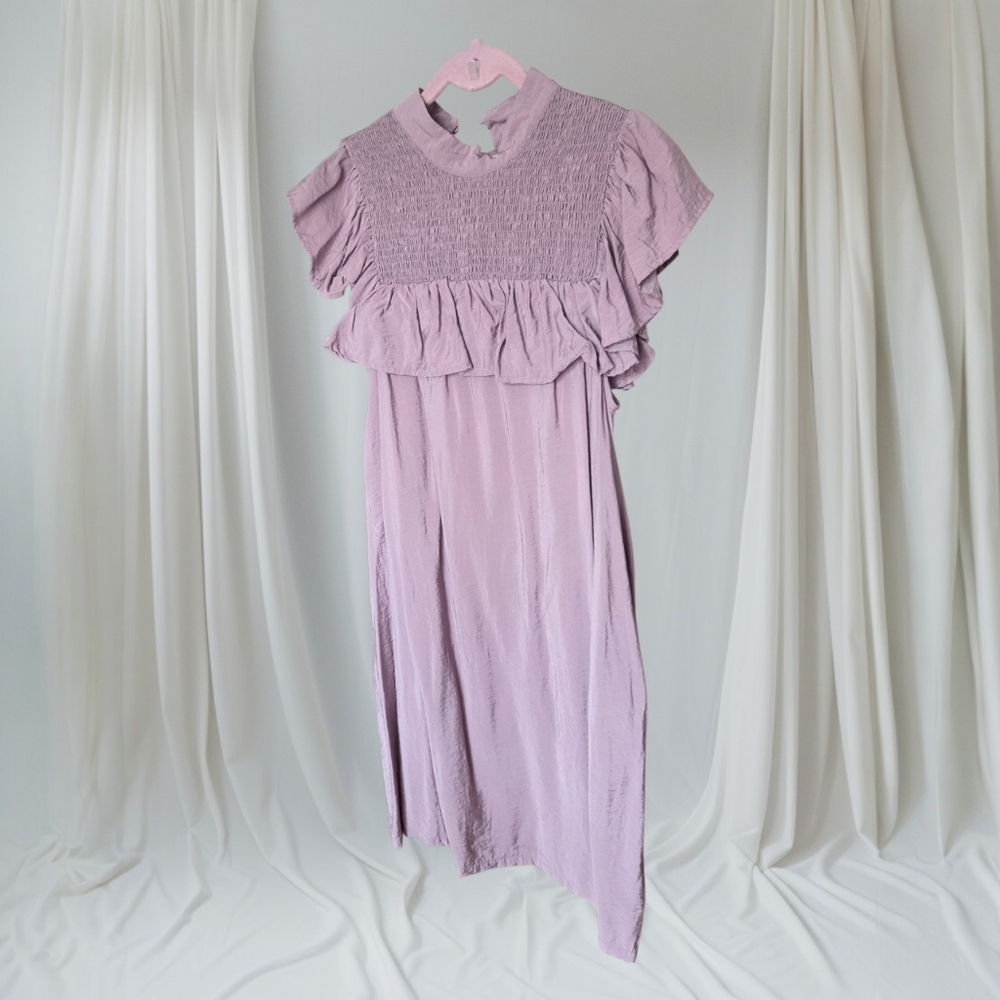 a new day Lilac Smocked Ruffle Midi Dress - Picture 1 of 3